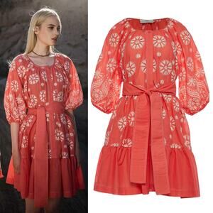 Devotion Twins | Coral Embroidered Cotton Dress S